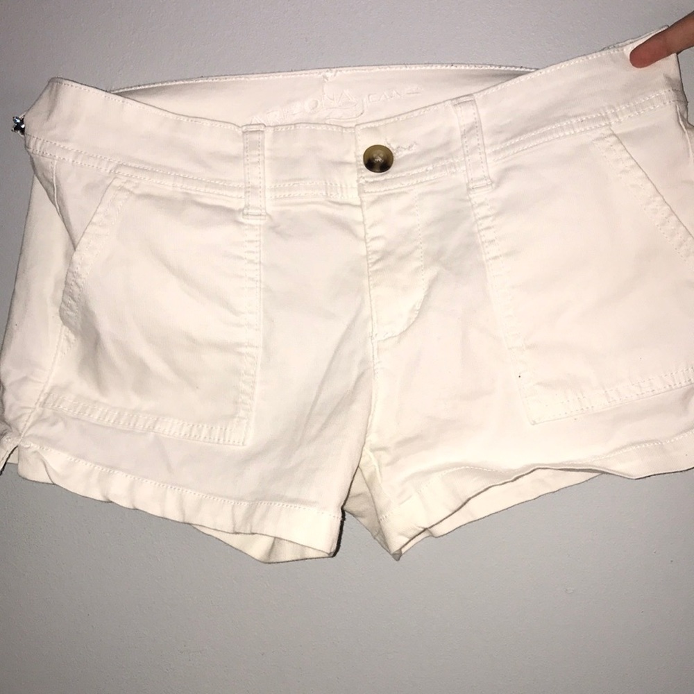 White jean shorts.
